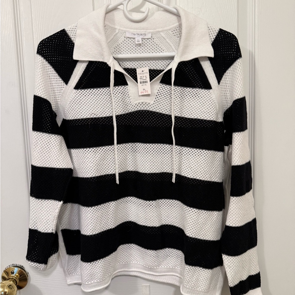 Talbots Black and White Striped Sweater- NWT